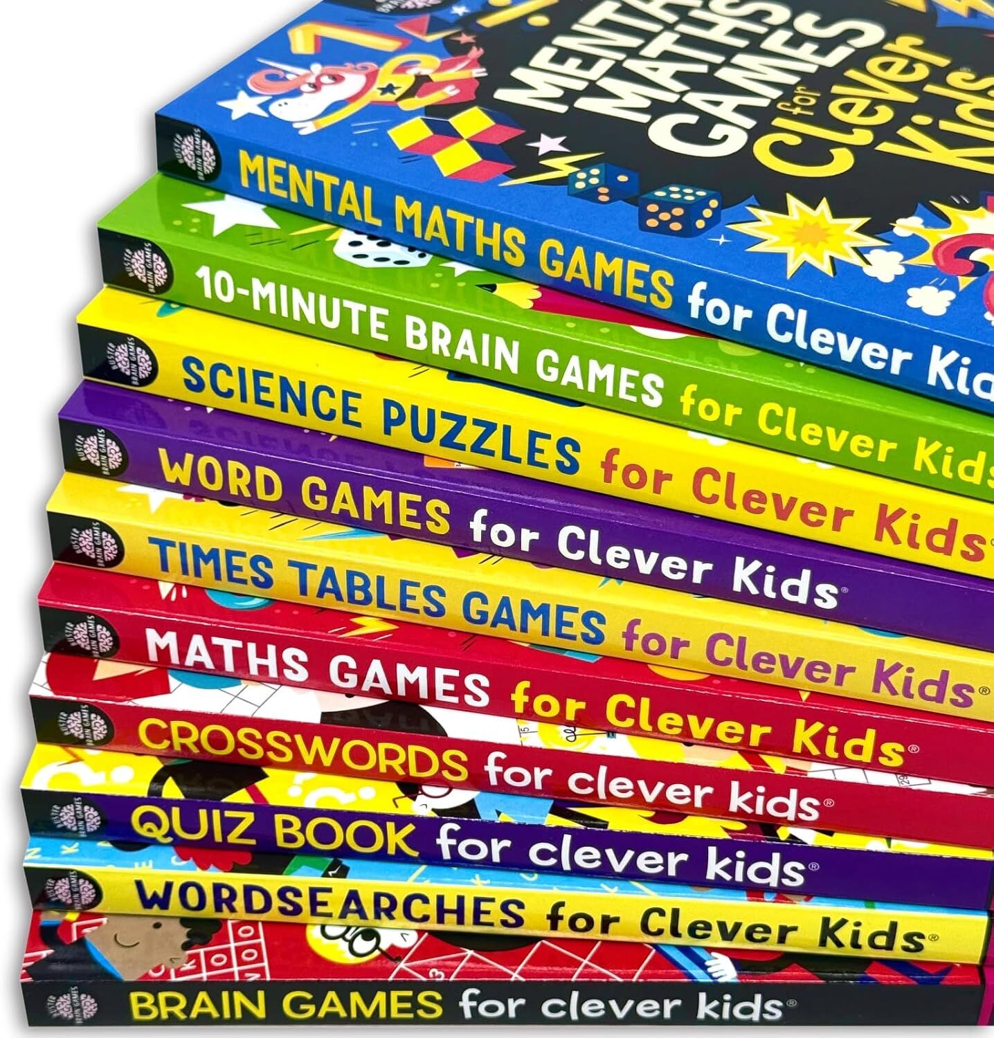 Buster Books Clever Kids Brain Games 10 Books Collection Set by Dr Gareth Moore - Paperback Puzzle Books - Ages 8-11 - Wordsearches, Crosswords, Maths & Science