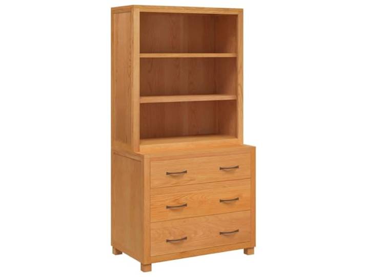 Makastle Aufbewahrungsmöbel-Set Schlafzimmer 80 x 50 x 160 cm Braun Massives Eichenholz mit 3 Schubladen und Anti-Kipp-Vorrichtung