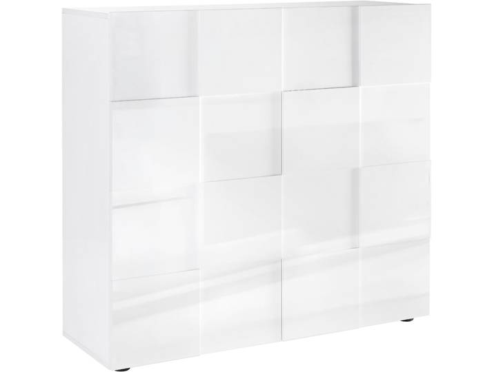 Highboard HOME AFFAIRE Dama Höhe 111 cm, Breite 121 cm, Kommode 2 Türen, Hochkommode , weiss (weiß hochglanz lack), Sideboards, Highboard, Front in 3D-Optik, viel Stauraum, verschiedene Farben