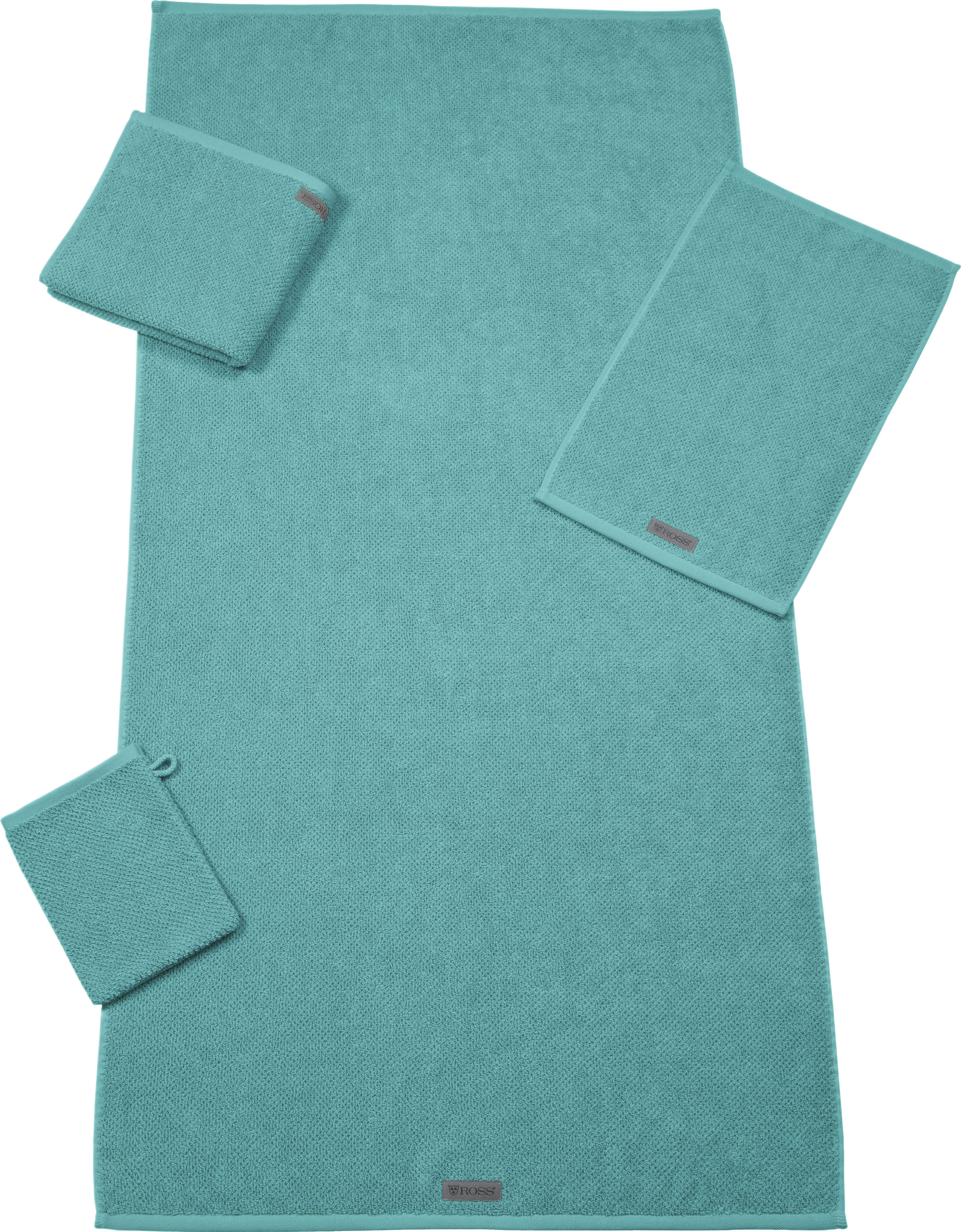 Waschhandschuh ROSS "SELECTION", blau (türkis, grün), B:16cm L:21cm, Frottier, Handtücher, Waschhandschuh, 100 % Bio-Baumwolle türkis, grün B/L: 16cmx21cm, 6 Stk.