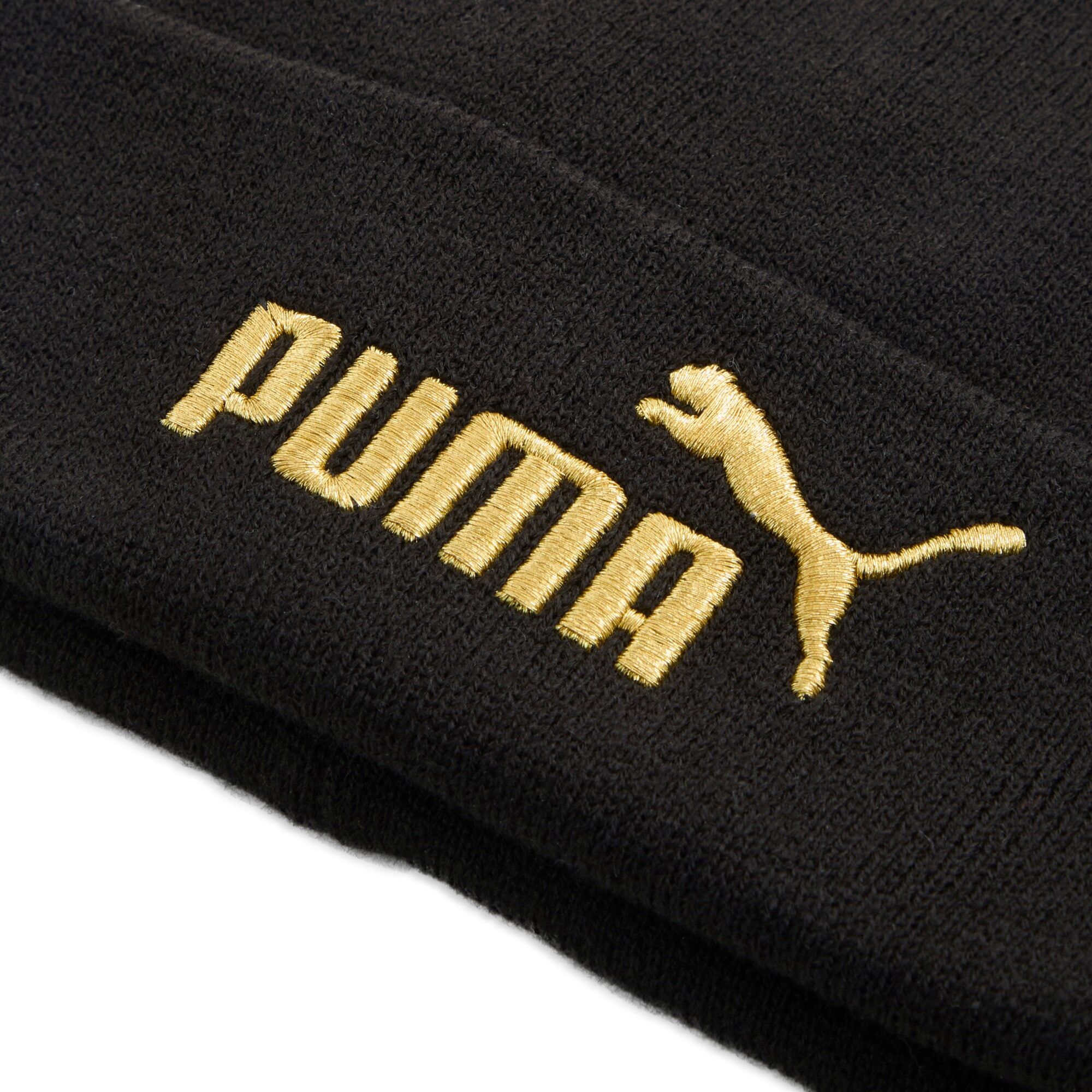 Beanie PUMA "ESS GOLD NO1 LOGO MID CROWN BEANIE", schwarz (puma schwarz), Polyacryl, unifarben, Mützen Beanie, sportlicher Stil, für Freizeitaktivitäten puma schwarz Einheitsgröße