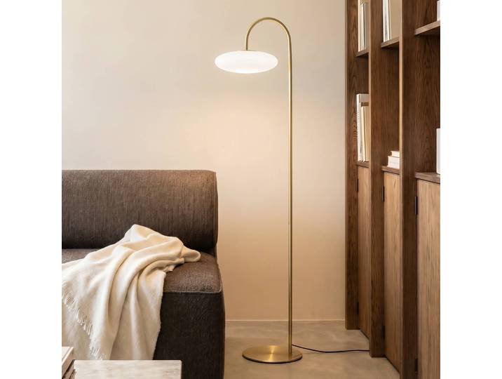 Stehlampe Tenebra Lucande, dimmbar, messing / gold, für Wohn- / Esszimmer, Messing, Modern