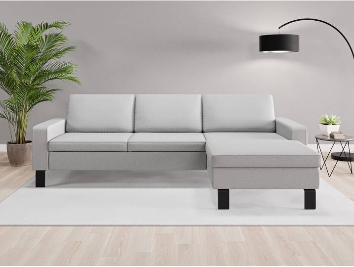 Ecksofa Rio Nr. 1 rechts - Grau (Lichtgrau) - Softwolle