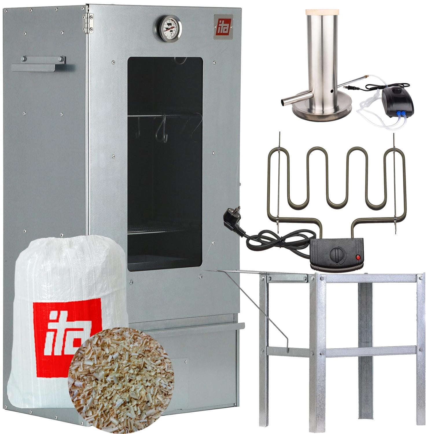ITA Rookoven 7000 Premium rookkast met 3 niveaus, gelegeerd staal en thermometer