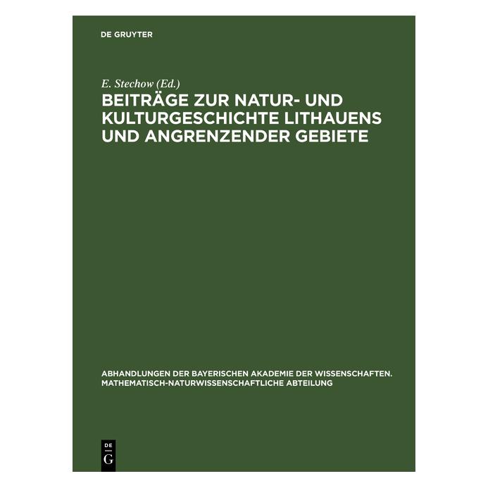 De Gruyter Beiträge zur Natur- und Kulturgeschicht (Deutsch, Hardcover) (67826993)