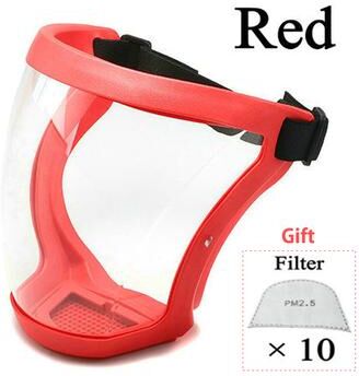 DynamicDeals Full Face Protection Mask With Anti Fog Shield For Kitchen & Work Safety red