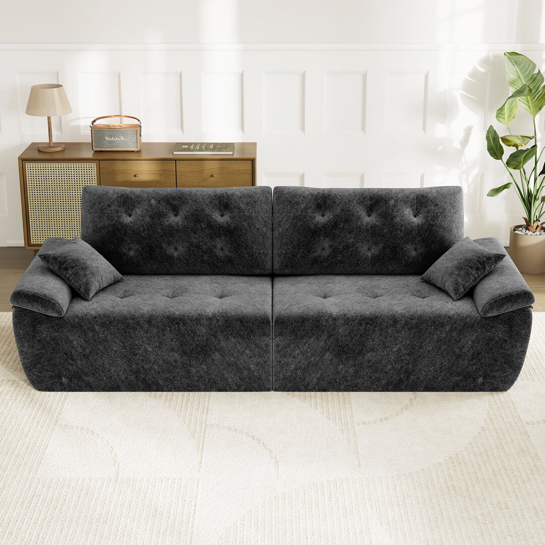 Brayden Studio Modern Oversized 275cm 2-Sets Boneless Chenille Sofa With High-resilience Foam Grey 90cm H X 275cm W X 102cm D