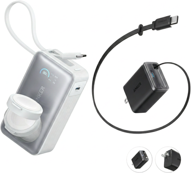 MagGo Power Bank (10K, 35W, For Apple Watch) and Anker Nano Charger (35W, Built-In Retractable USB-C Cable)