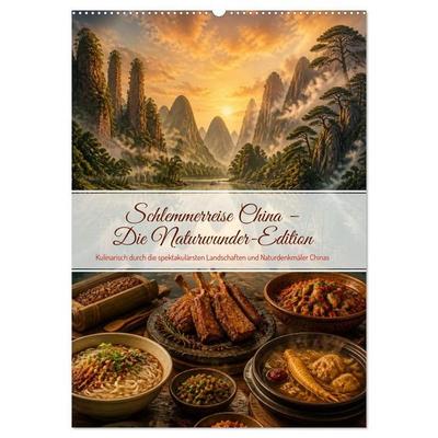 Schlemmerreise China - Die Naturwunder-Edition (Wandkalender 2027 DIN A2 hoch), CALVENDO Monatskalender