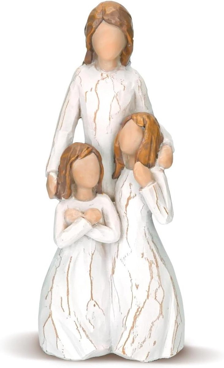 Moeder dochter beeld Herinnering sculptuur Beige Hoogte: 14 cm
