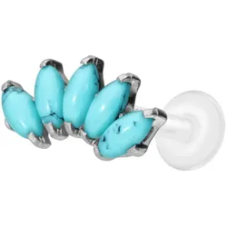PTFE Labret mit Innengewinde + Titan-Aufsatz BOGEN + SYNTHETISCHE TÜRKISE
