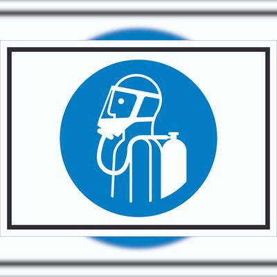 HB-Druck Umgebungsluftunabhängigen Atemschutz benutzen Symbol Schild A6 Rückseite selbstklebend