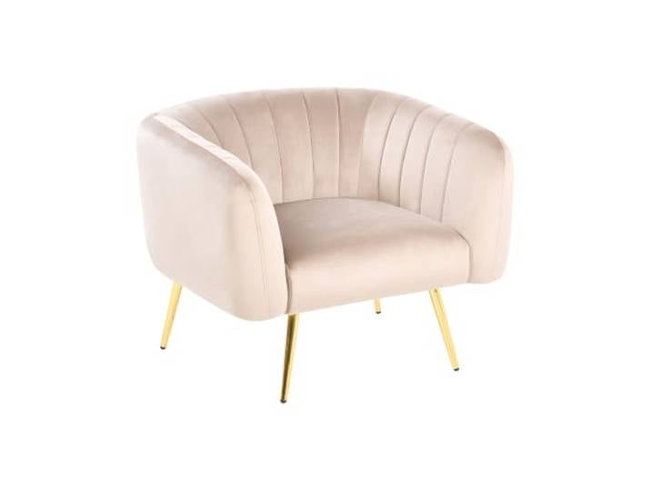 Beliani Polstersessel aus Samtstoff in Taupe mit Armlehnen Metallgestell in Gold Laconia