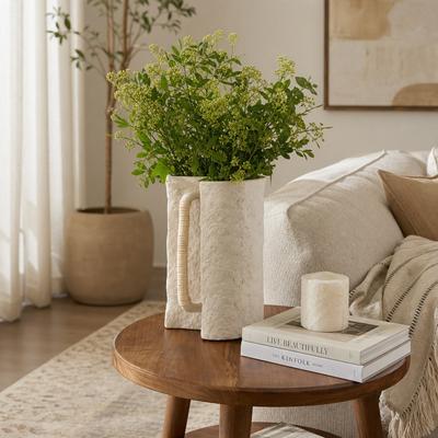 Sagebrook Home Ivory Omix Crafted Vase W Handle