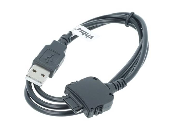 vhbw USB-datakabel 2-in-1 oplaadkabel compatibel met HP IPAQ H1910, H1915, H1920, H1930 PDA-apparaat, handheld computer - 130cm, zwart