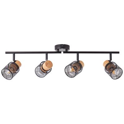 BRILLIANT Deckenstrahler "Santy", schwarz (schwarz, natur), 4, H: 19cm, 1 Stk., Leuchten, schwenkbar, 20 x 76 x 7 cm, E14, Metall/Bambus, schwarz/natur, Deckenstrahler