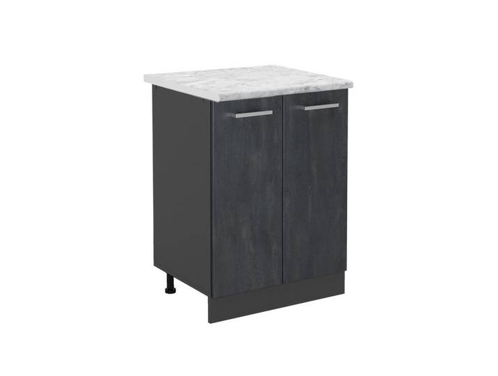 Vicco Küchenunterschrank R-Line Schwarz Beton 60 cm AP Marmor, Schwarz, Anthrazit, Holzwerkstoff, 1 Fächer, Rechteckig, 60x81.6x60 cm, Küchen, Küchenmöbel, Küchenschränke, Küchenunterschrank