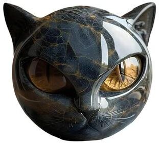 Uplift Picks Black Cat Figurine Resin Cat Head Sculpture Marble Texture Cat Desk Decor Gift Black Cat Figurine Resin Cat Head Sculpture Marble Texture Cat Desk Decor Gift