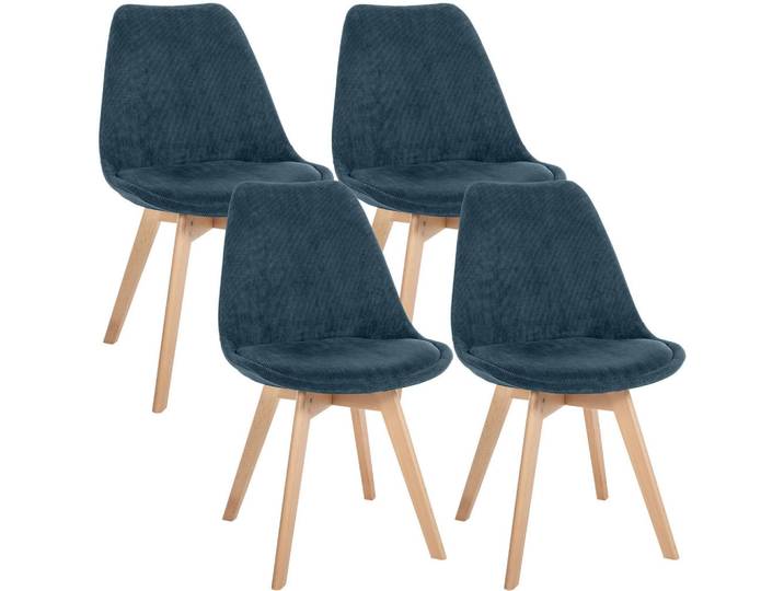 CLP Stuhl 4er Set Cord dunkelblau, Dunkelblau, Holz, 49x83x50 cm, Esszimmer, Stühle