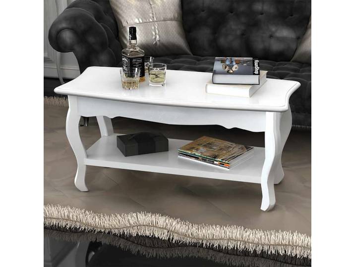 vidaXL Couchtisch mit Ablage MDF Weiß