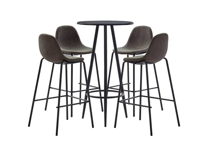 furnicato Bargruppe Bar-Set Schwarz 60x107,5 cm mit 4 dunkelgrauen Barstühlen 51x49x99 cm, (1-tlg)