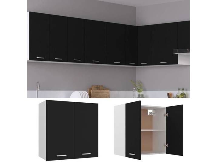 Armoire de cuisine suspendue - GKK - Noir 60x31x60 cm - Elégance - Chic