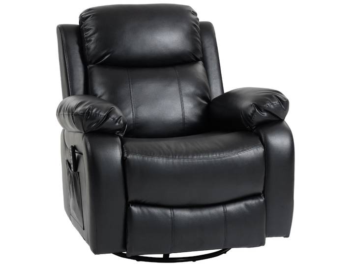 HOMCOM Massagestoel met 8 vibratiepunten, relaxfauteuil, verstelbare rugleuning + voetensteun, zwart