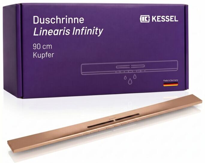 KESSEL Duschrinne Linearis Infinity aus Edelstahl V4A 45203.09  bodengleiche  Design-Duschrinne, individuell verlängerbar, 900 mm, Copper gebürstet