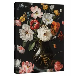 LEINWANDBILD Blumen Schwarz Schlafzimmer Modern 100x70
