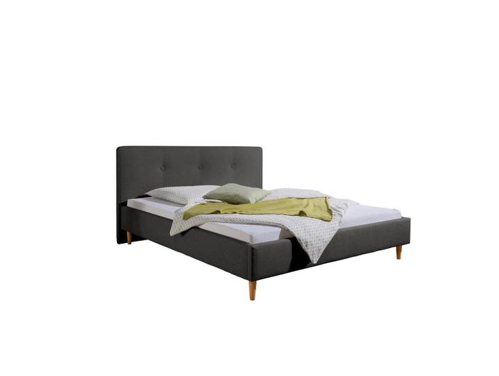 Livetastic Polsterbett Slade, Anthrazit, Holz, Buche, massiv, 160x200 cm, Made in Germany, für Lattenrost geeignet, Schlafzimmer, Betten, Polsterbetten