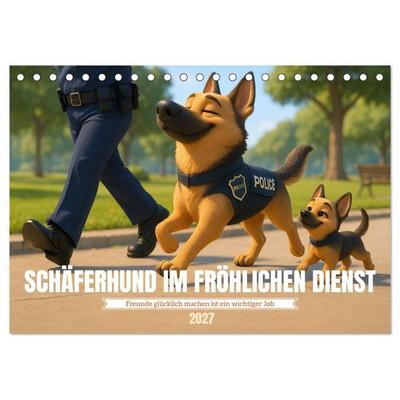 Schäferhund im fröhlichen Dienst (Tischkalender 2027 DIN A5 quer), CALVENDO Monatskalender
