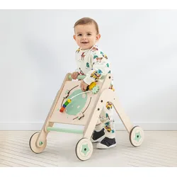 MamaToyz Holz Spieltisch & Lauflernwagen Trio WalkMe | Natur | 56x41x53 cm - Natur