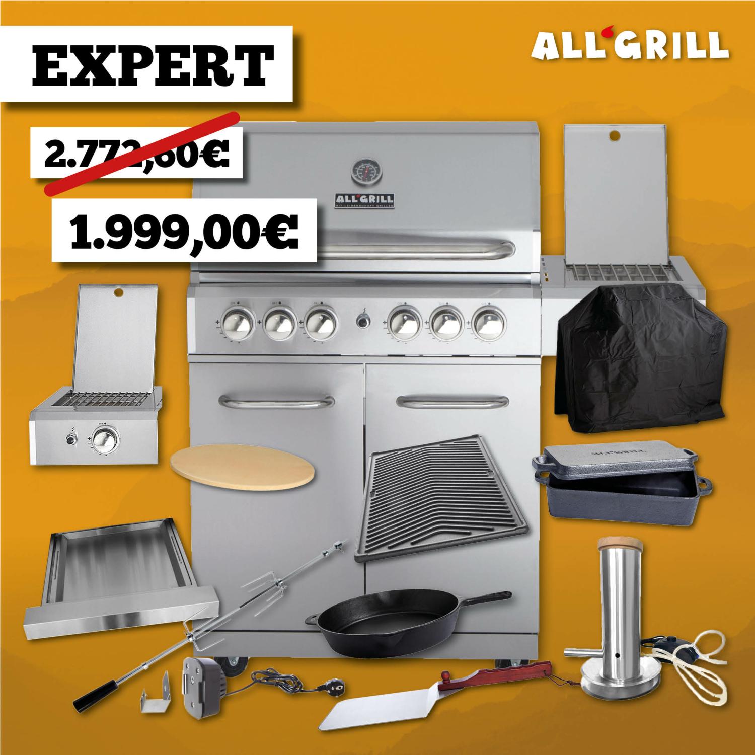 ALLGRILL Gasgrill ALLROUNDER L - 35 Jahre Aktion inkl. EXPERT Zubehörset (100304_35J)