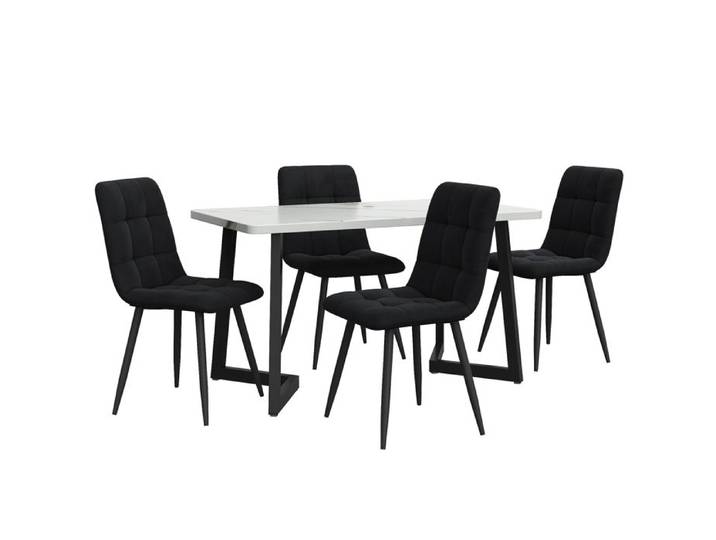 Seyakany - Ensemble table et chaises (5 pièces) design moderne - adapté aux petites familles - blanc + noir