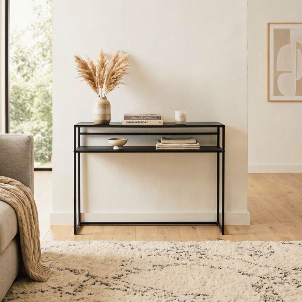 Calicosy Console en métal noir l112 cm Noir 112x81x28cm
