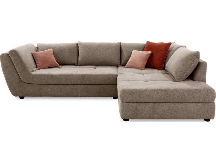 Ecksofa RASCASSE Hellbraun/Rostrot/Rosa