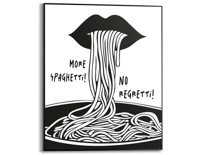 Poster REINDERS More Spaghetti , schwarz-weiss (farbe bild(er): schwarz, weiß), B:40cm H:50cm T:1,6cm, Bilder, Poster, Küche - Schwarz-Weiss - MDF - Essen und Trinken - 40x50 cm