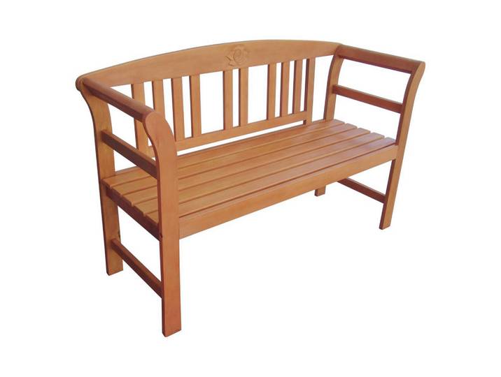 Gardenson Gartenbank, Braun, Holz, Eukalyptusholz, Hartholz, 130x82x45 cm, mit Rückenlehne, abwischbar, Holzmöbel, Sitzgelegenheiten Holz, Holzbänke, Gartenbänke Holz