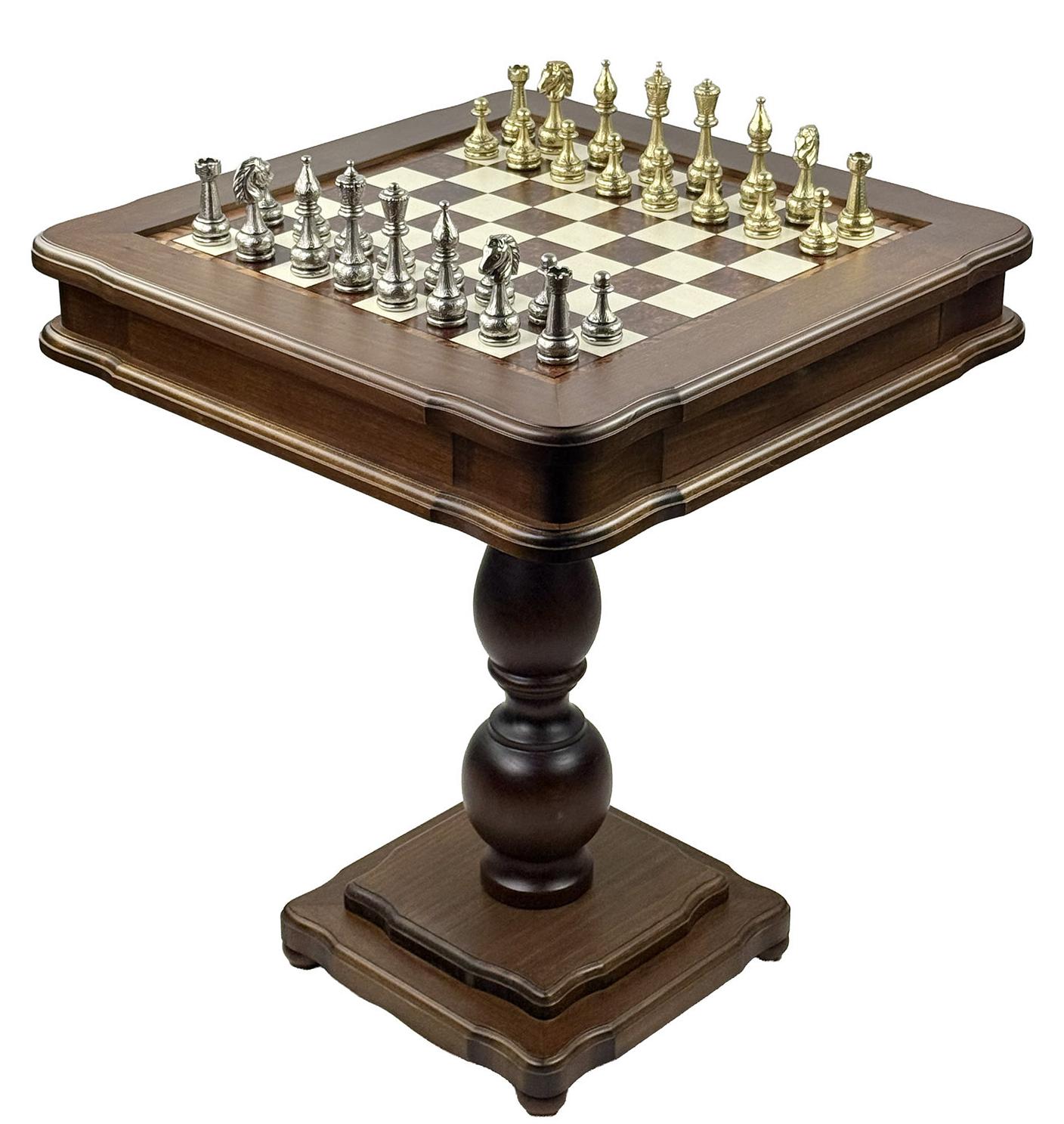 Exklusiver Italfama Spieltisch Set - Schwere Metallfiguren 10cm, Backgammon & Dame 58x58 cm