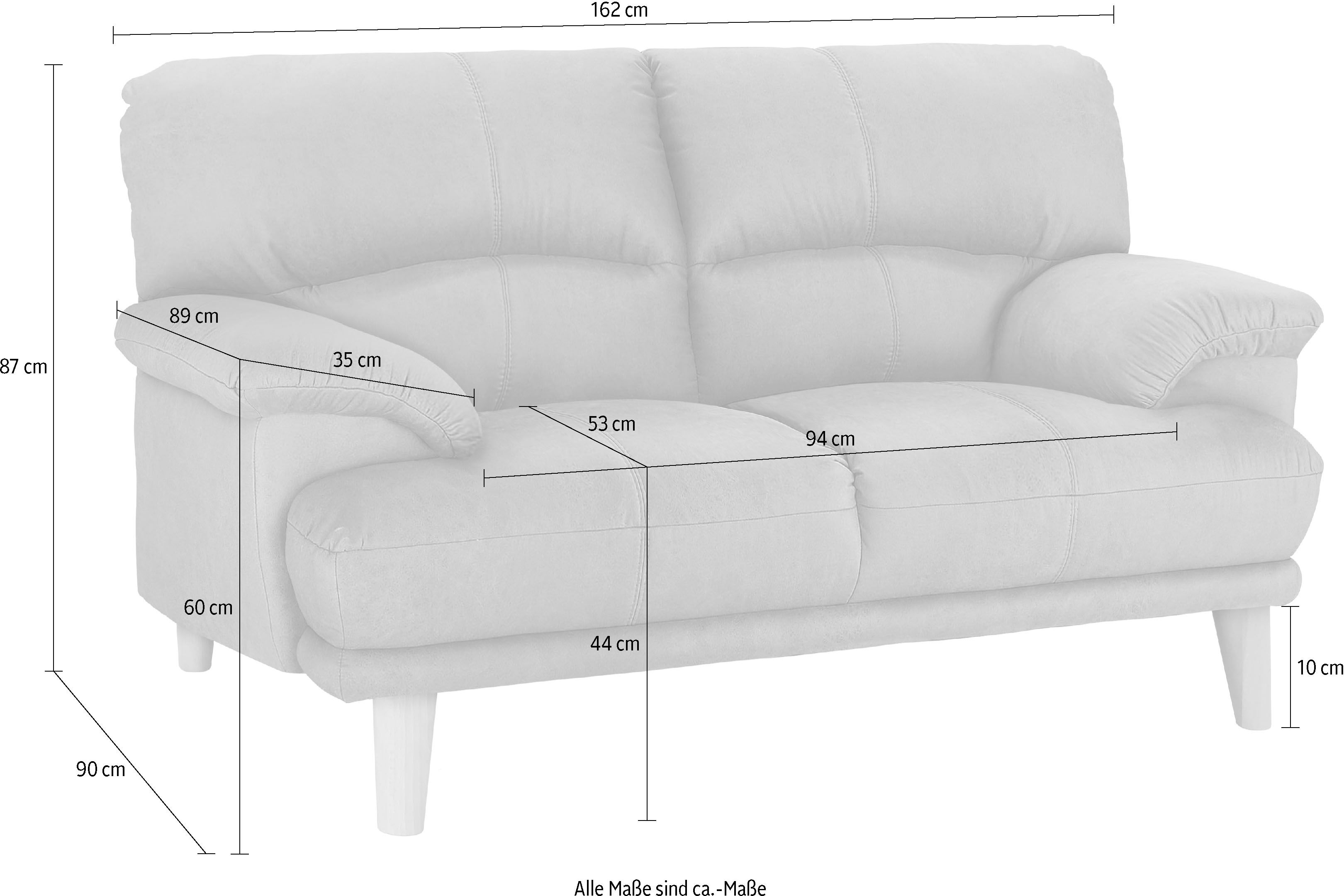 2-Sitzer TRENDMANUFAKTUR "Cecilia, italienische Designsprache, tolle Details", schwarz, B:162cm H:87cm T:90cm, Struktur fein (100% Polyester);Microfaser Vintage (100% Polyester);Struktur (100% Polyester), Sofas, 2-Sitzer, hoher Sitzkomfort und extrabequem