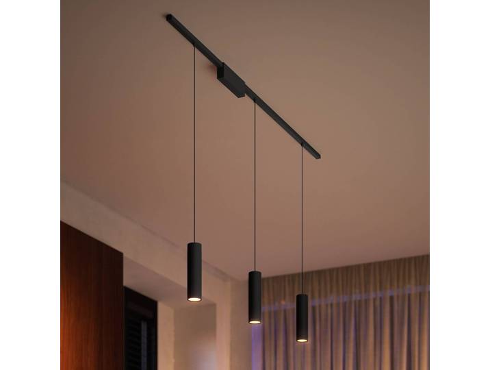 Philips Hue Perifo Schiene, 3 LED-Pendel, schwarz Perifo, dimmbar, schwarz, für Arbeitszimmer / Büro, Metall, Modern