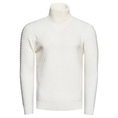 Rollkragenpullover RUSTY NEAL, Herren, Gr. XXL, weiß, 70% Polyacryl, 30% Baumwolle, unifarben, normal, hoch geschlossener Ausschnitt, Pullover Rollkragenpullover, in stilvollem Feinstrick