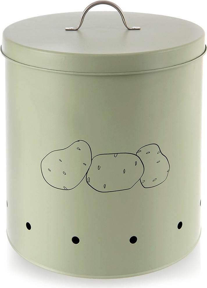 ORION Groene metalen opbergdoos voor aardappelen, diameter: 22,5 cm