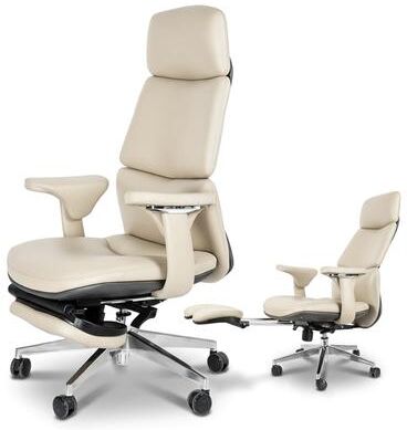 Kodotan sofa Ergonomic Genuine Leather Office Chair with Footrest 400lbs, adjustable tilt mechanism, smooth-rolling casters