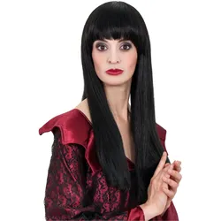Maskworld Langhaarperücke schwarz mit Pony