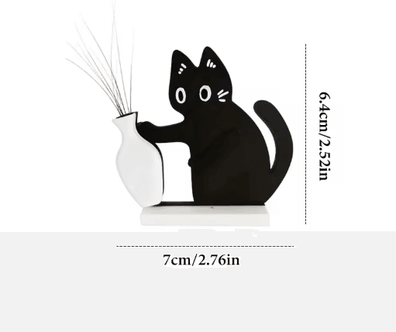 Inspire Picks Black Cat Refrigerator Magnet Vase Decor Whisker Collection Memorial Box For Home & Office white