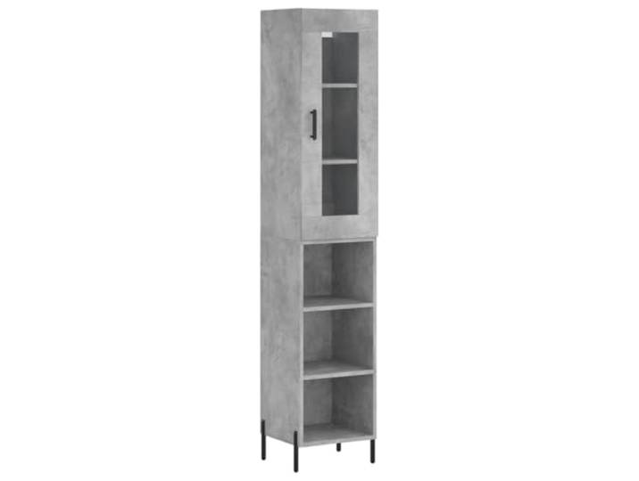 Highboard Betongrau 34,5x34x180 cm Holzwerkstoff mit Eisenbeinen Stauraum, Holzwerkstoff, Eisenbeine, Betongrau, Türfach, Wohnzimmer