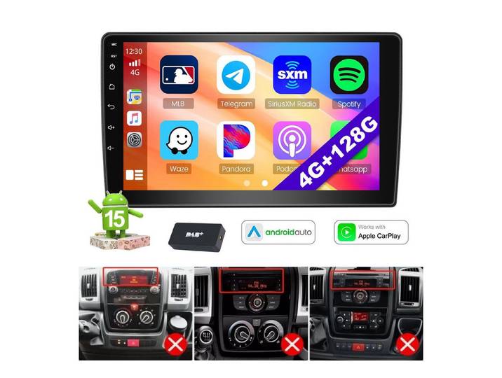 ESSGOO 9'' Android 15 Für Fiat Ducato 2006-2023 DAB+ 4+64G Carplay GPS Navi Autoradio (RDS, FM, AM, DAB+ (optional), Wireless Apple Carplay & Android Auto,2 DIN,WiFi)