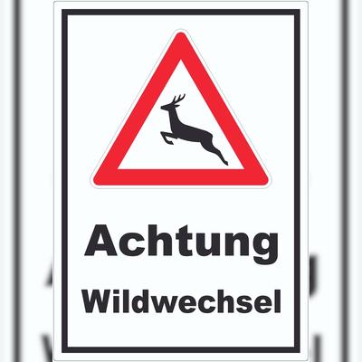 HB-Druck Aufkleber Achtung Wildwechsel A6 (105x148mm)