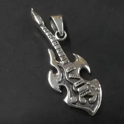 Drachensilber Bass Musiker Schmuck Kettenanhänger Gitarrist 925 Silber - Silber